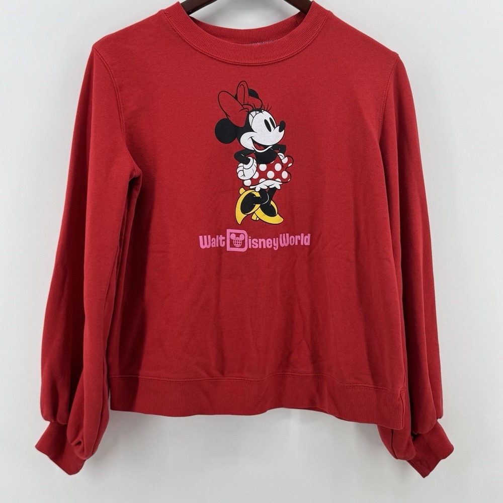 VTG Disney Minnie Mouse Red Crewneck Sweatshirt, Women Sz L, Sold AS-IS